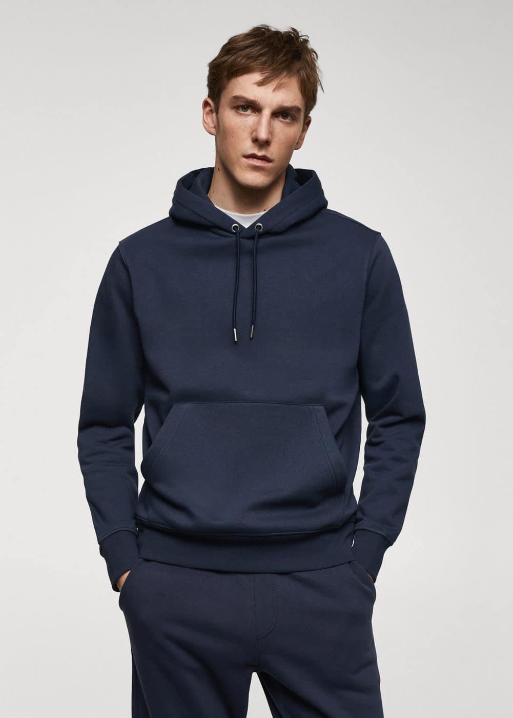 MANGO MAN - Cotton kangaroo-hooded sweatshirt navyMen Product Image