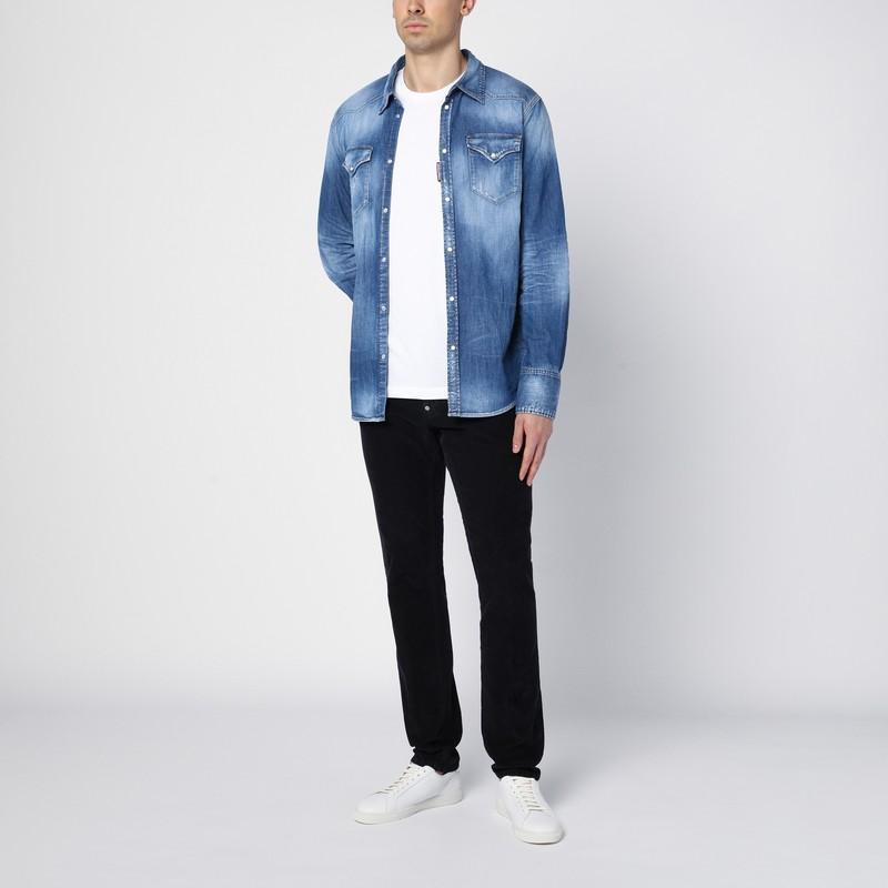 DSQUARED2 Washed-out Denim Shirt In Blue Product Image