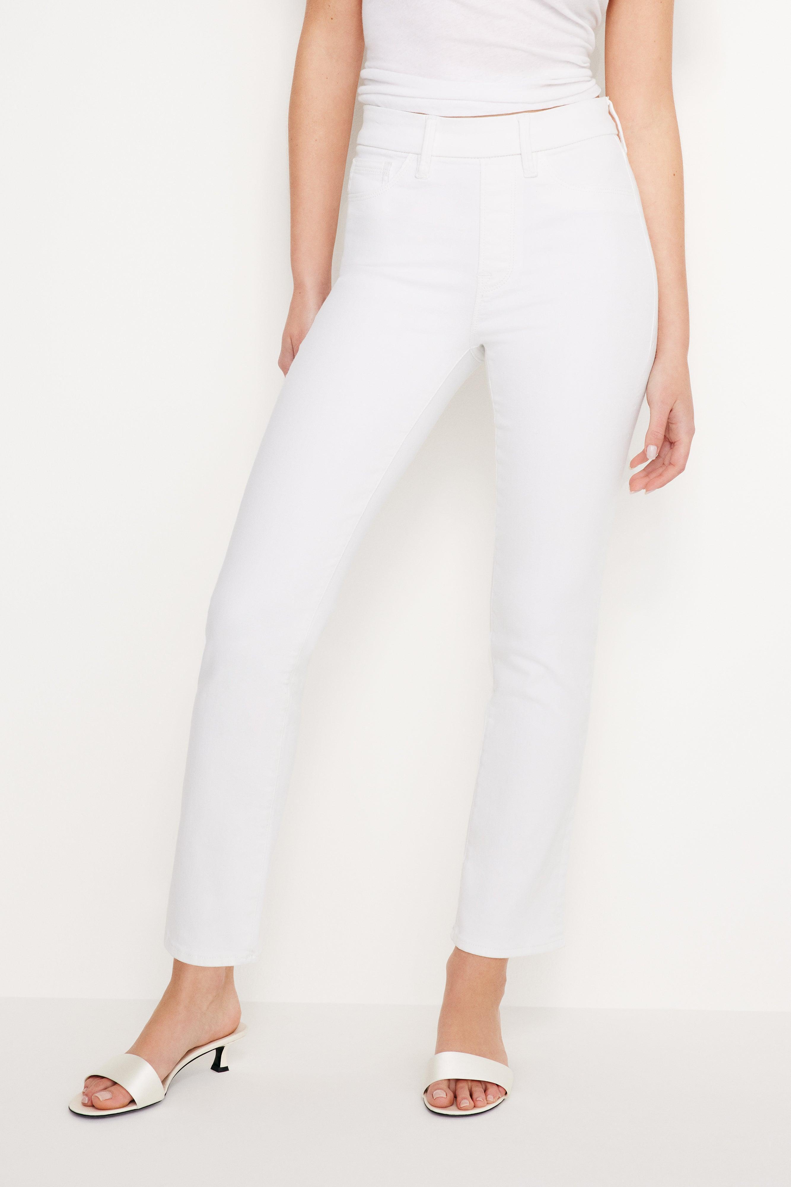 POWER STRETCH PULL-ON STRAIGHT JEANS | WHITE001 Product Image