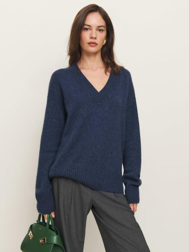 Jadey Cashmere Oversized V-neck Sweater Product Image