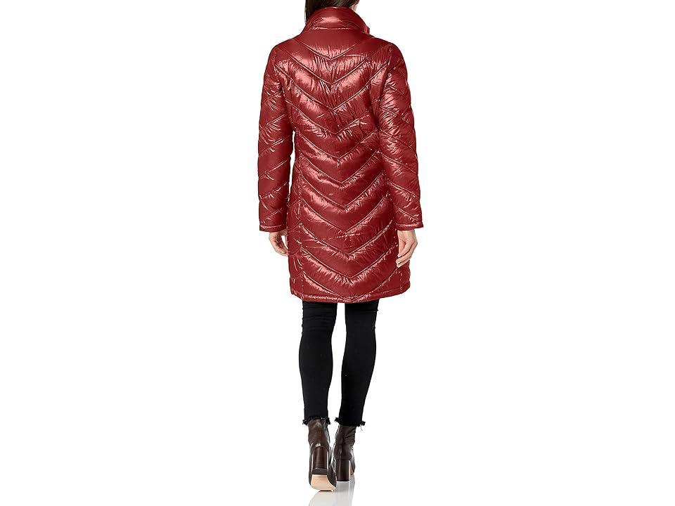 Calvin Klein Women's Chevron Quilted Packable Down Jacket (Standard and Plus) (Pearlized Crimson) Women's Jacket Product Image