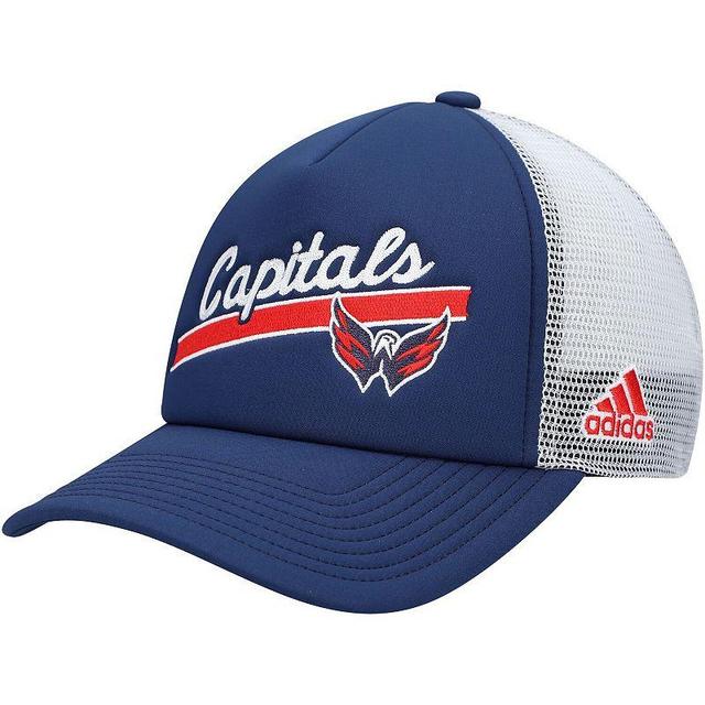 Womens Navy Washington Capitals Foam Trucker Snapback Hat - Navy Product Image