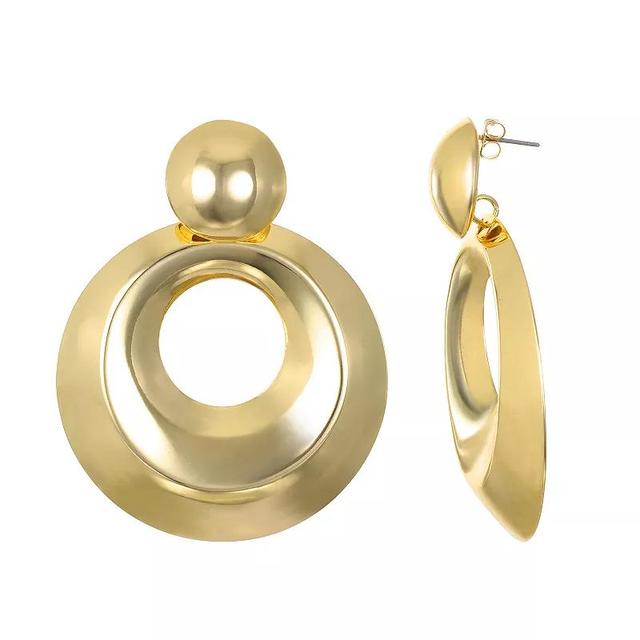 Emberly Gold Tone Double Circle Drop Earrings, Womens, None Product Image