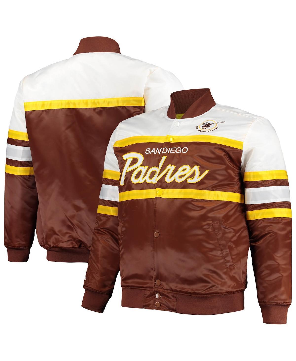 Mens Mitchell & Ness /Gold San Diego Padres Big & Tall Coaches Satin Full-Snap Jacket Product Image