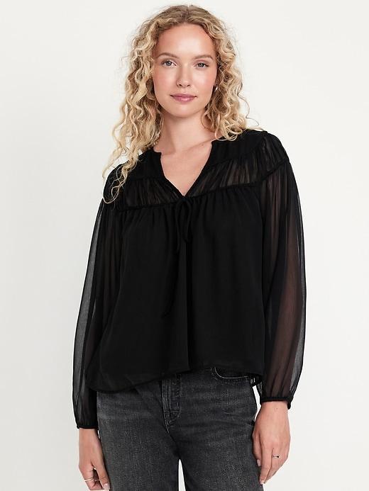 Tie-Front Chiffon Top Product Image