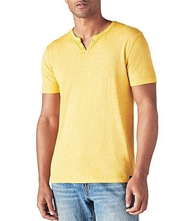 Lucky Brand Venice Button Neck Cotton Blend T-Shirt Product Image