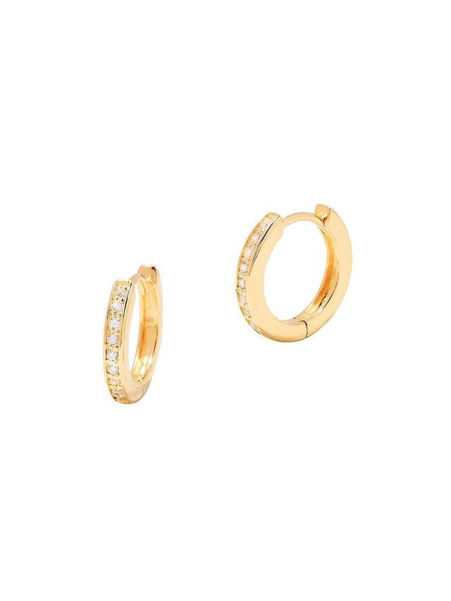 Womens Annabel 14K-Yellow-Gold Vermeil & Cubic Zirconia Huggie Hoop Earrings Product Image