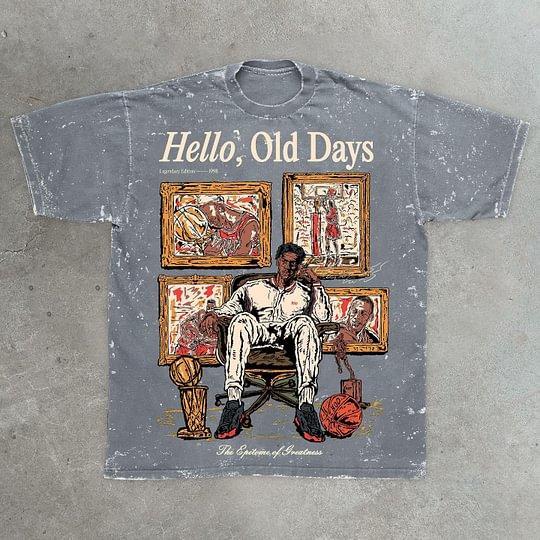 Retro Fashion Old Times Graphic Acid Washed Short Sleeve T-Shirt Product Image