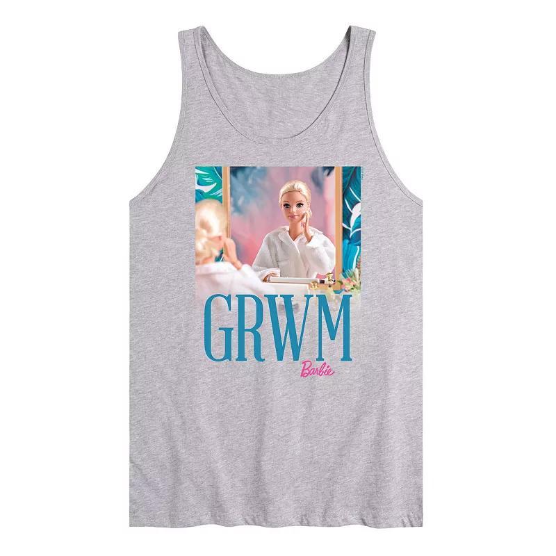 Mens Barbie GRWM Barbie Graphic Tank Top Grey Gray Product Image