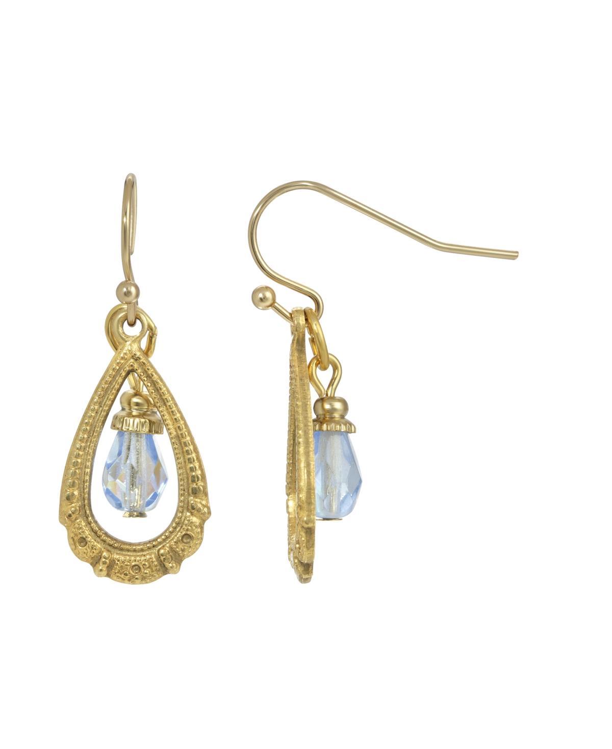 1928 Gold Tone Clear Bead Teardrop Wire Earrings, Womens Product Image