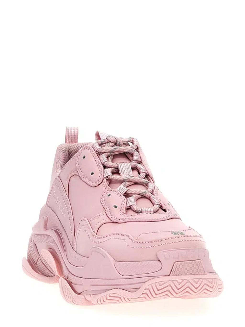 BALENCIAGA Triple S Satin Sneakers In Pink Product Image