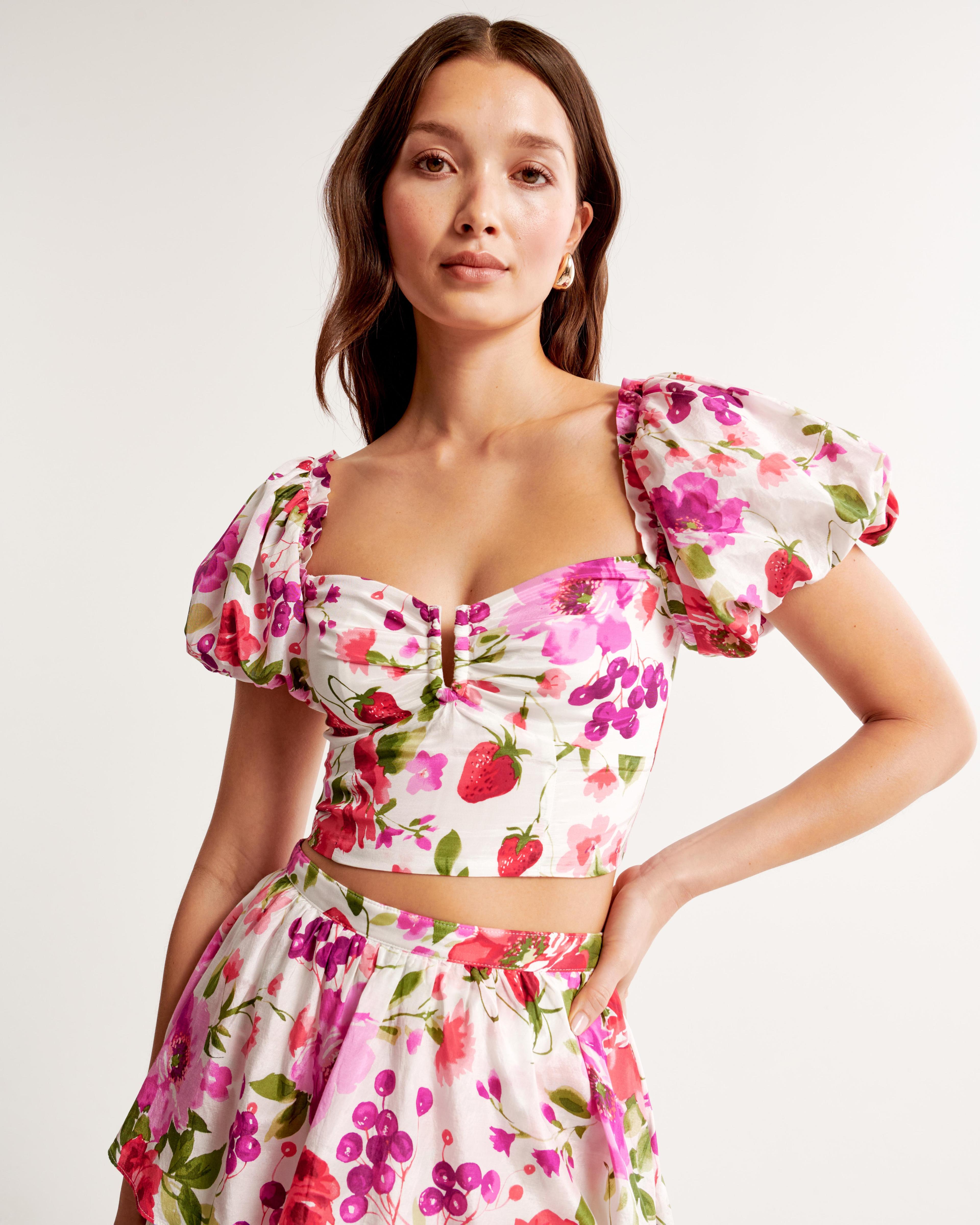 Drama Puff Sleeve Sweetheart Set Top Product Image