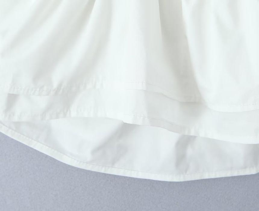 High Rise Plain Lace Trim Drawstring Layered Mini A-Line Skirt Product Image