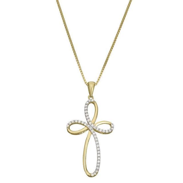 HDI Sterling Silver 1/4 Carat T.W. Diamond Cross Necklace, Womens Product Image