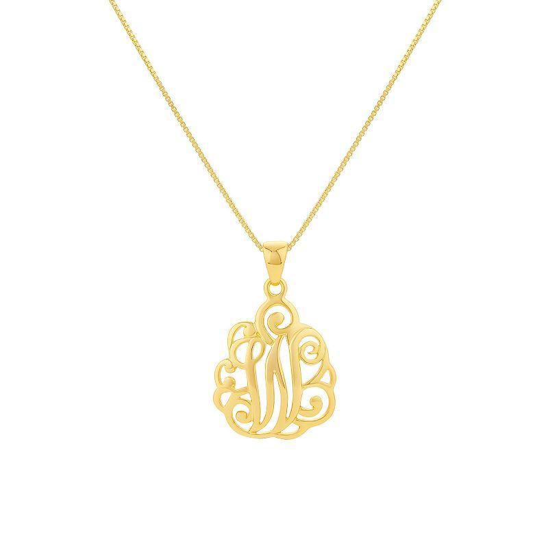 PRIMROSE Sterling Silver Monogram Initial Pendant Necklace, Womens Gold Tone U Product Image