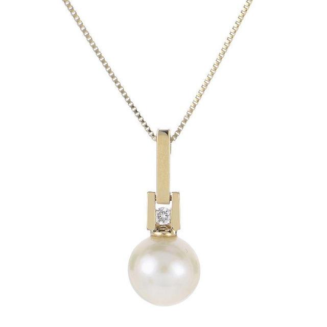 PearLustre by Imperial 14k Freshwater Cultured Pearl & Diamond Accent Pendant Necklace, Womens 14k Gold Product Image