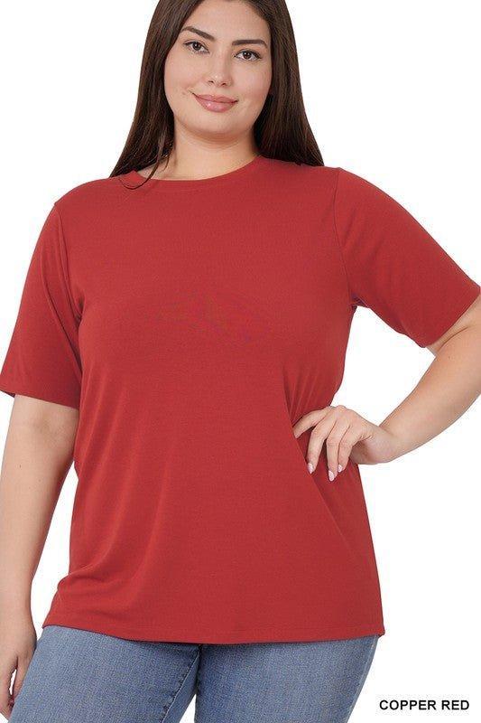 Plus Short Sleeve Round Neck Tee- soft Product Image