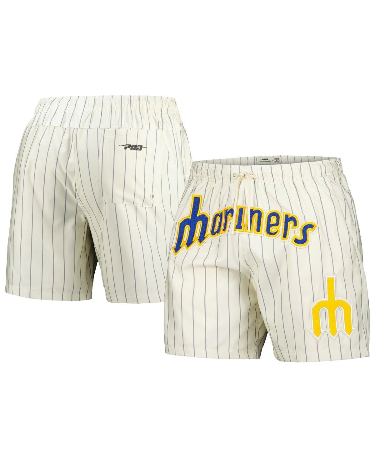 Pro Standard Mens Cream Seattle Mariners Pinstripe Retro Classic Woven Shorts Product Image