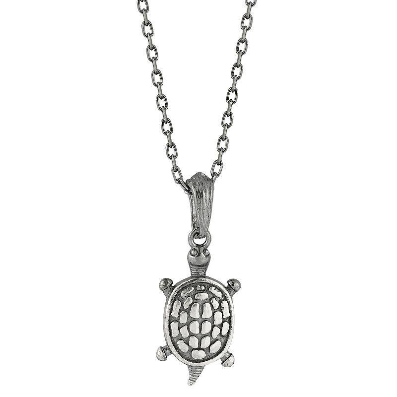 Sunkissed Sterling Sterling Silver Oxidized Turtle Necklace, Womens Silver Tone Product Image