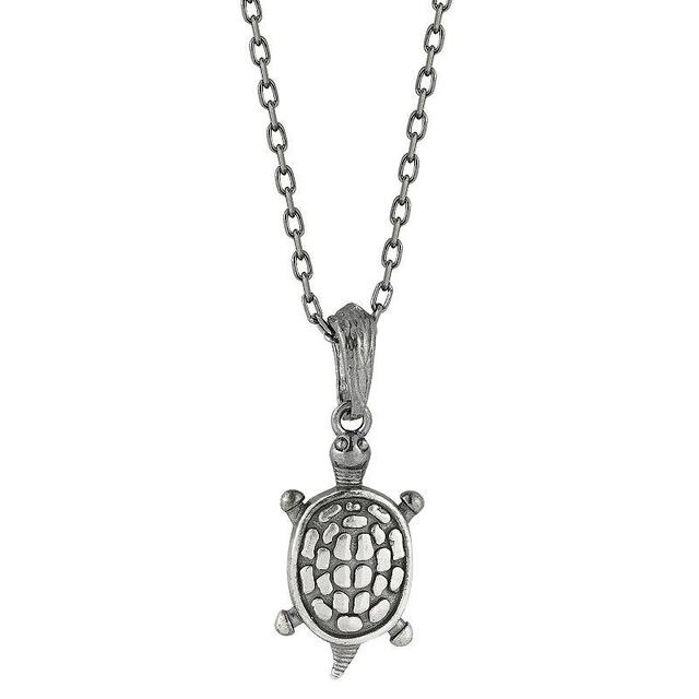 Sunkissed Sterling Sterling Silver Oxidized Turtle Necklace, Womens Silver Tone Product Image