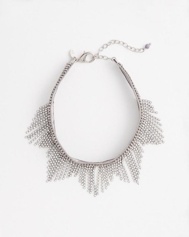 Silver Tone Fringe Collar Necklace Product Image