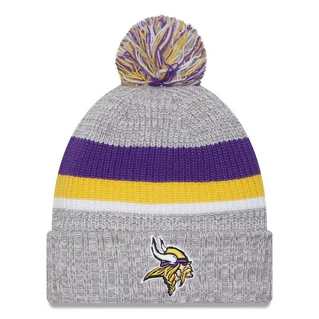 Mens New Era Heather Gray Minnesota Vikings Cuffed Knit Hat with Pom Product Image