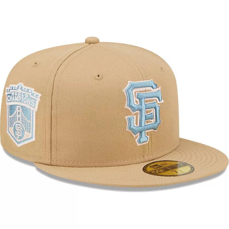 Mens New Era Tan San Francisco Giants 2010 World Series Champions Sky Blue Undervisor 59FIFTY Fitted Hat Product Image