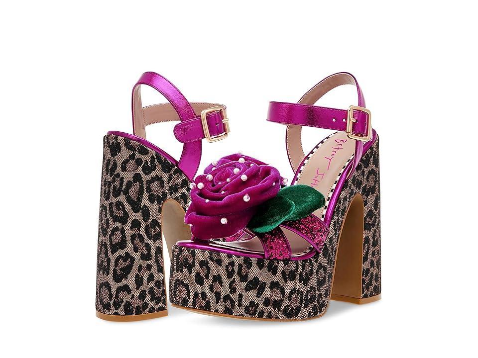 Betsey Johnson Eugene Pearl Stud Rosette Houndstooth Platform Sandals Product Image