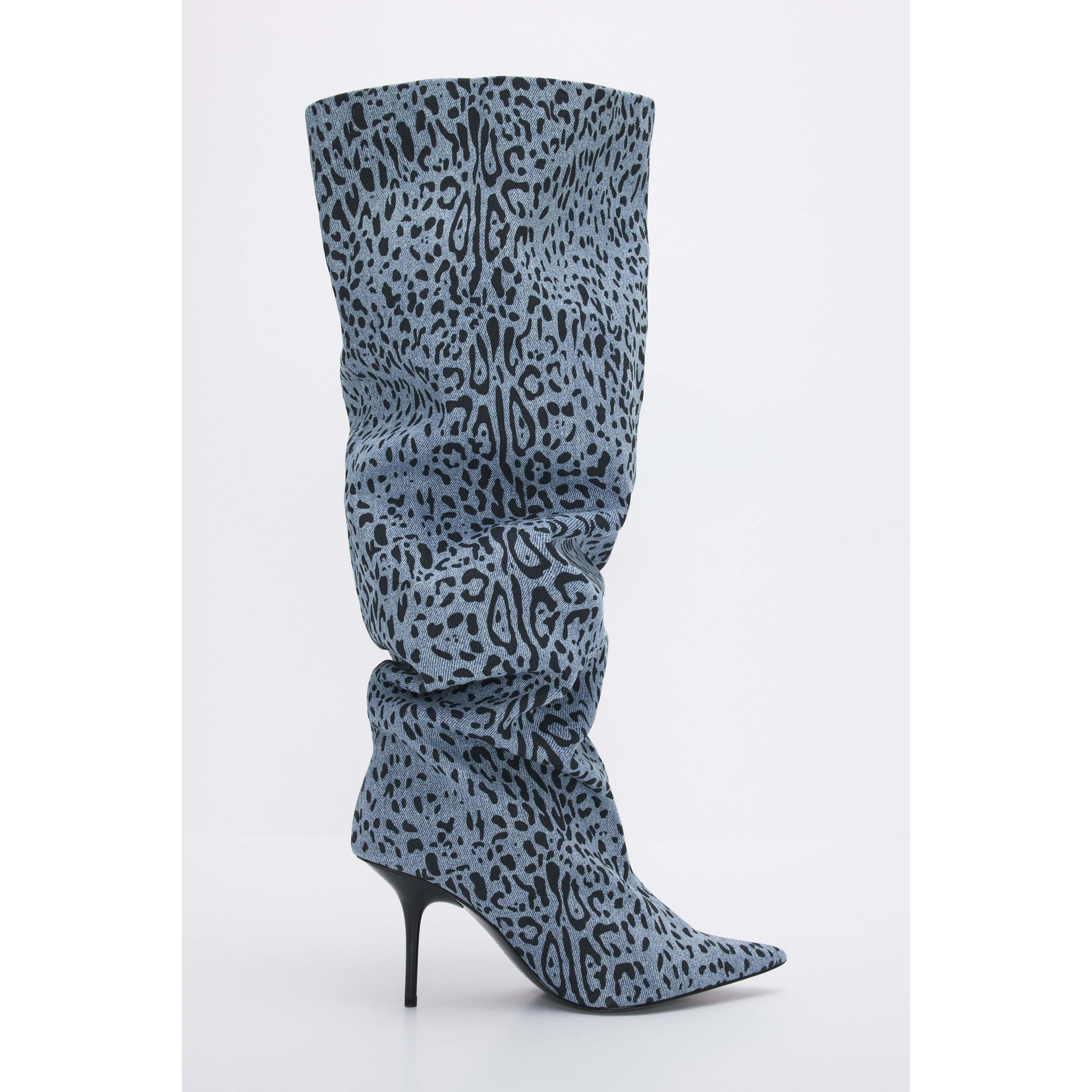 Womens Slouchy Boot | Denim Leopard Size 9 | Good American by Khlo Kardashian Product Image