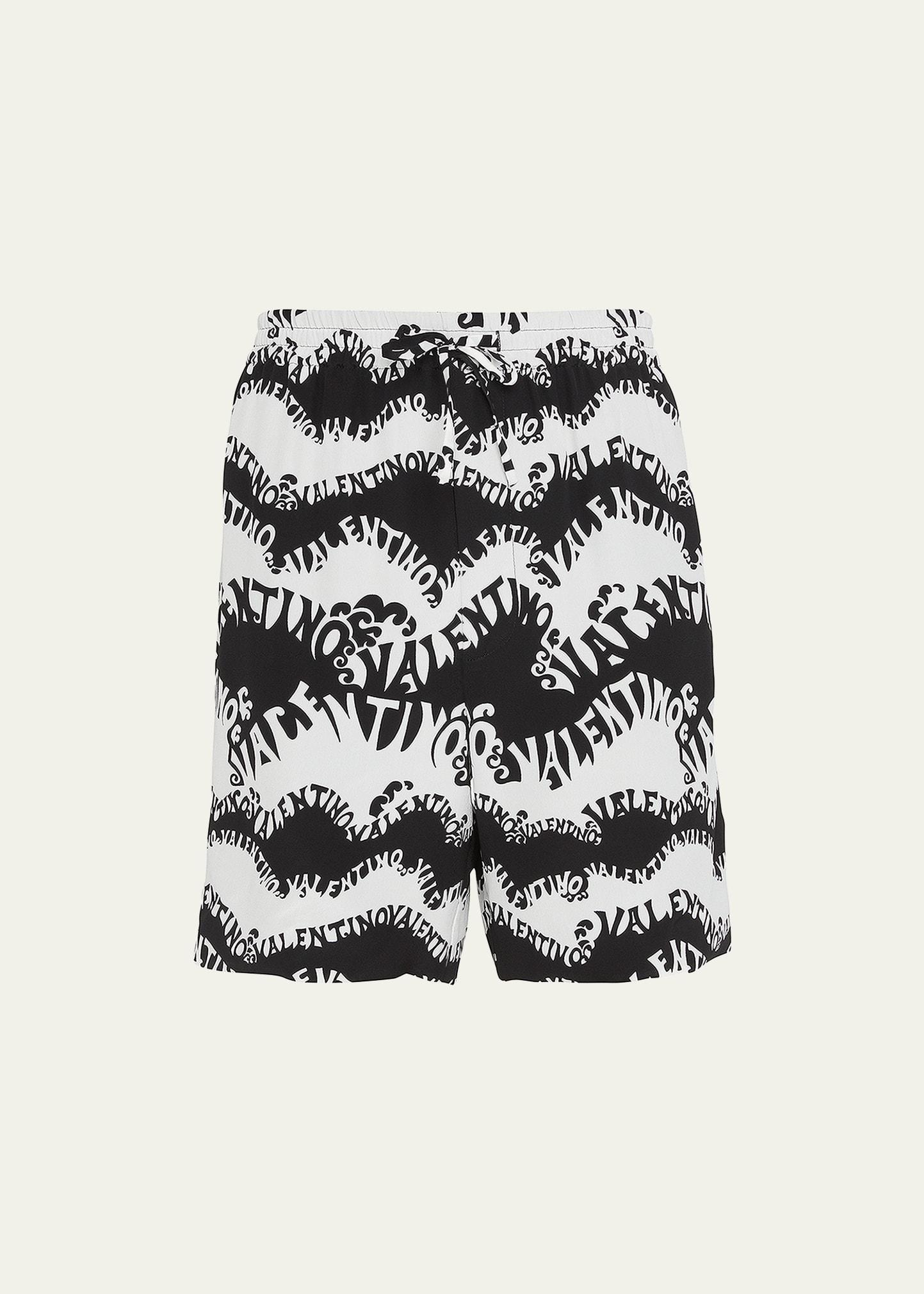 Mens Signature Wave-Print Silk Shorts Product Image