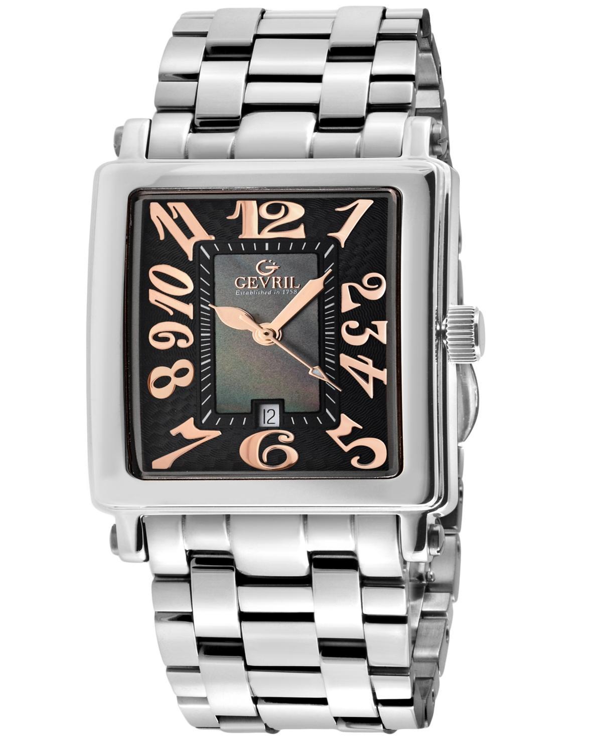 Gevril Womens Avenue of Americas Mini Swiss Quartz Silver-Tone Stainless Steel Bracelet Watch 32mm Product Image