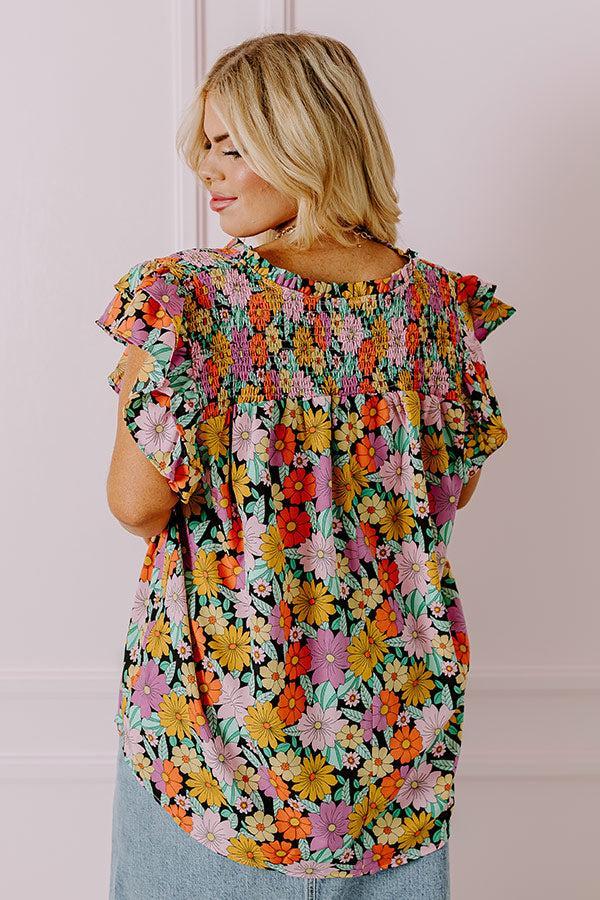 Floral Galore Shift Top In Black Curves Product Image