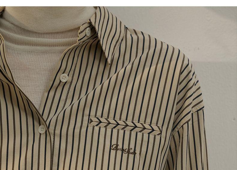 Collared Striped Button Up Shirt Product Image