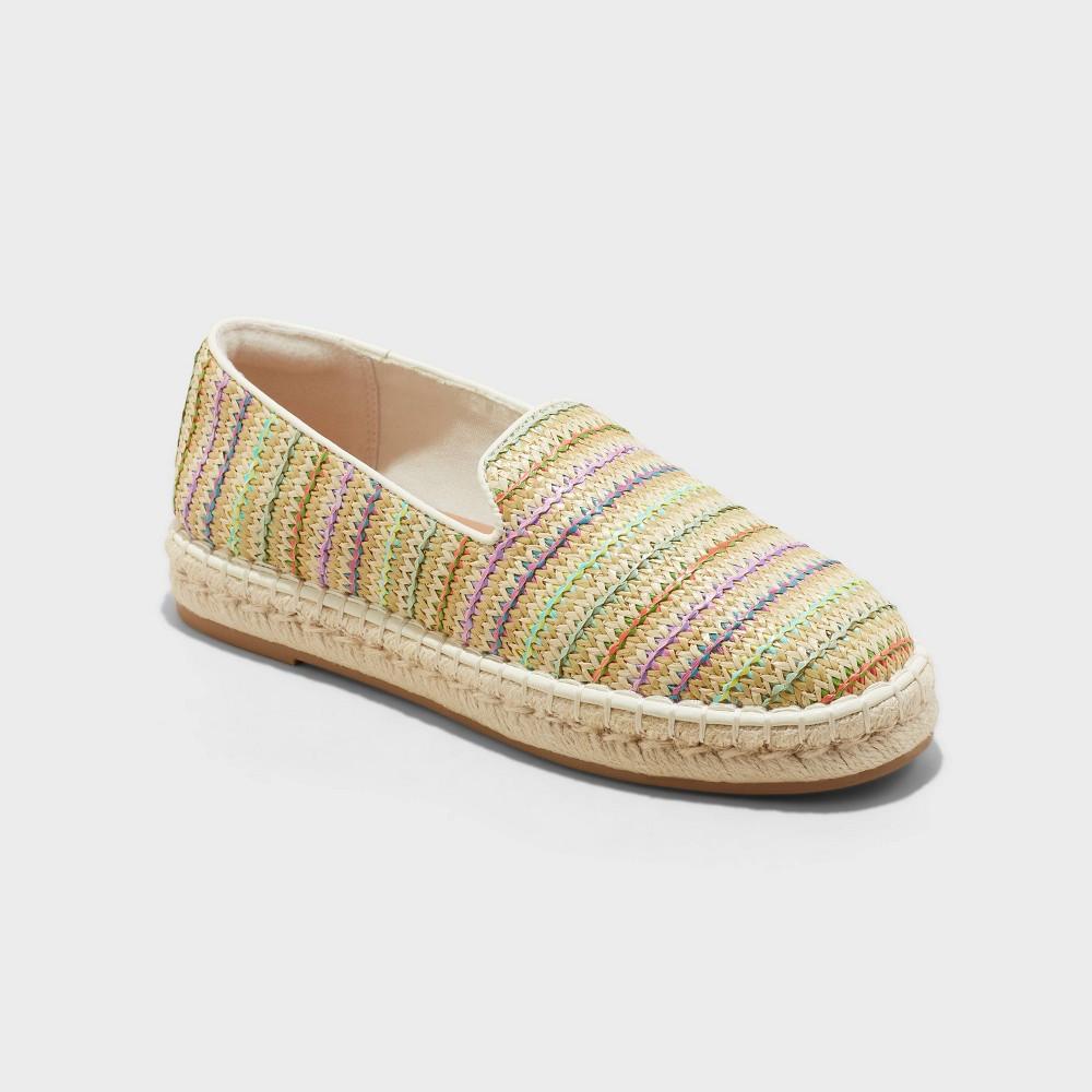 Womens Skipper Striped Wide Width Espadrille Flats - Universal Thread Tan 6W Product Image