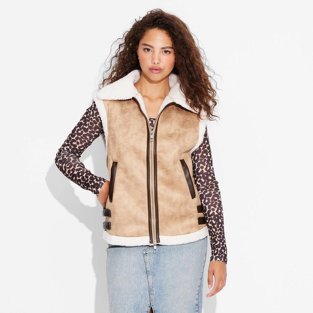 Womens Faux Shearling Vest - Wild Fable Tan Product Image