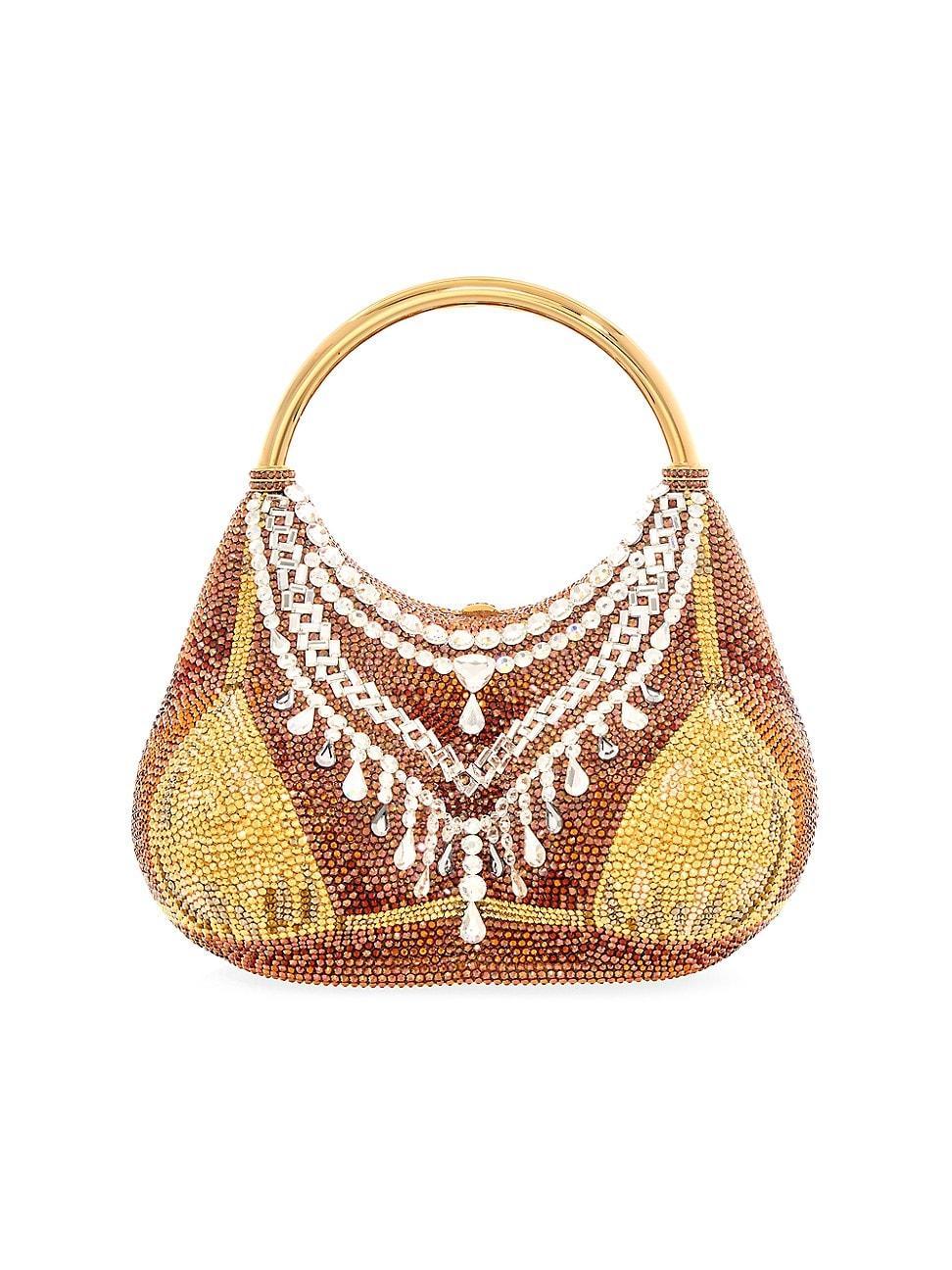 Womens Gold Bikini Crystal-Embellished Top Handle Bag Product Image