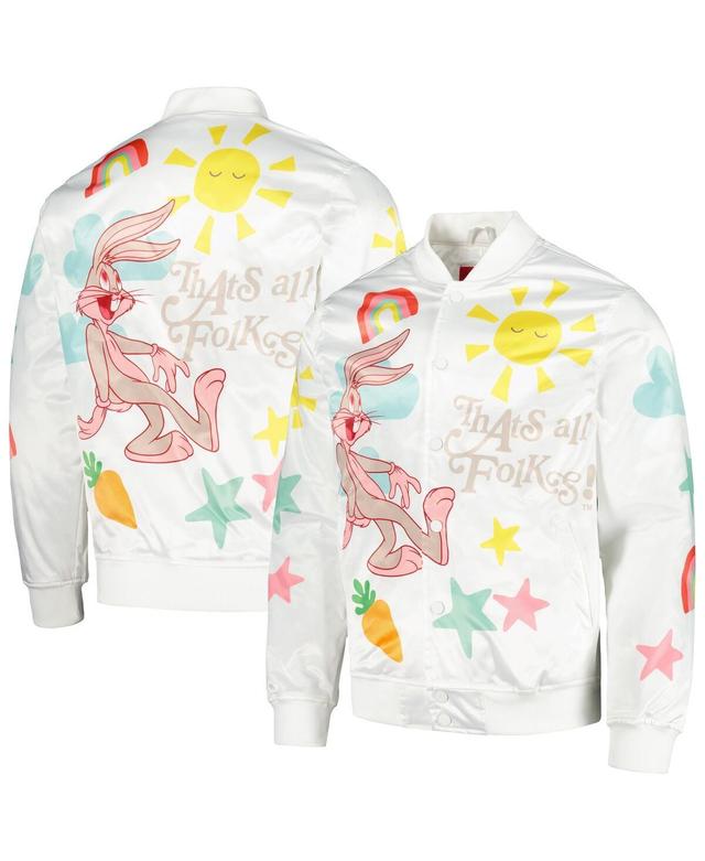 Mens Freeze Max White Looney Tunes Graphic Satin Full-Snap Jacket Product Image