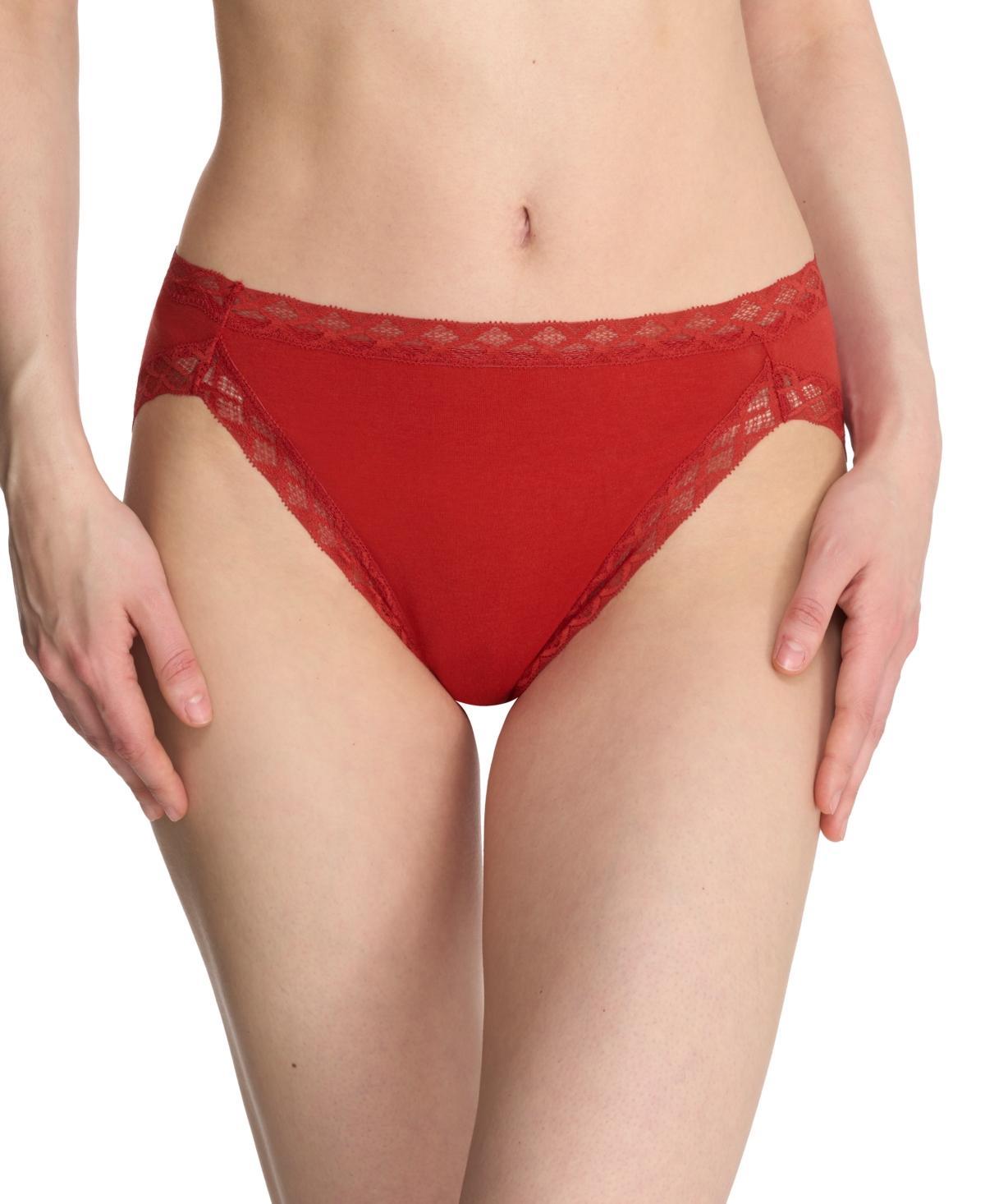 Natori Bliss Lace-Trim Cotton French-Cut Brief Underwear 152058 Product Image