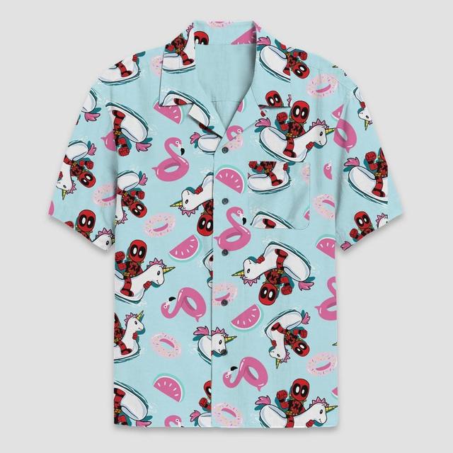 Mens Deadpool Button-Down Shirt - Light Blue Product Image