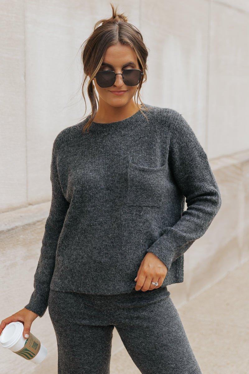 Comfy Lounge Crewneck Sweater - Charcoal Product Image