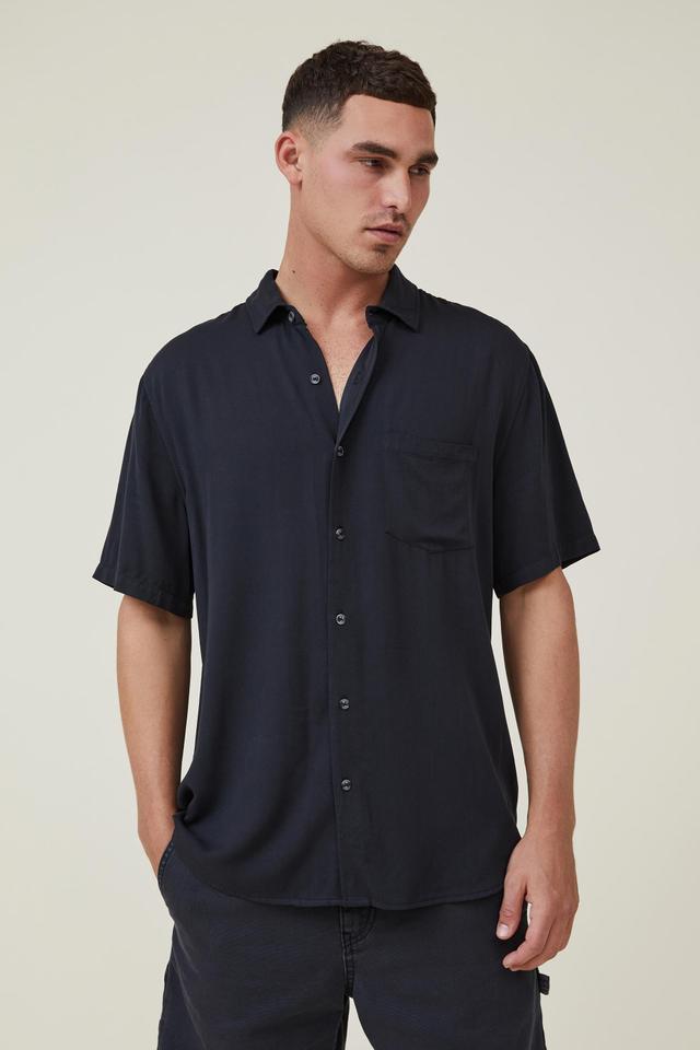 Cotton On Men - Cuban Short Sleeve Shirt - Washed black Product Image