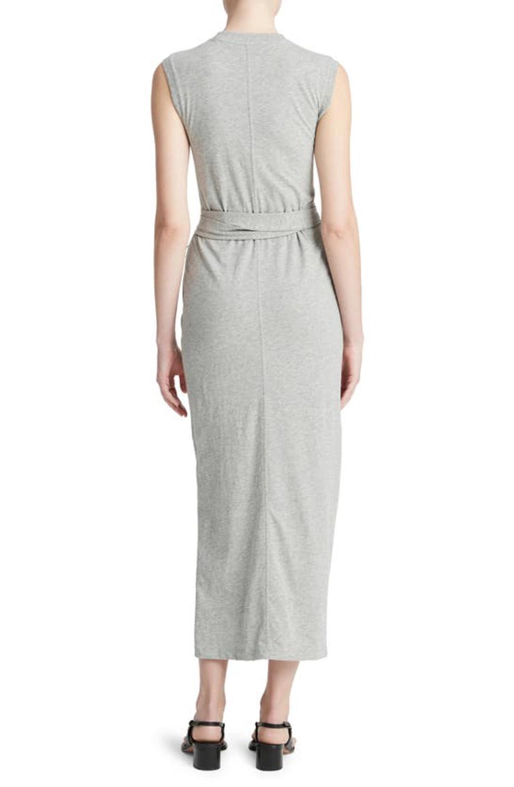 VINCE Sleeveless Cotton Knit Midi Dress In Heather Grey Product Image