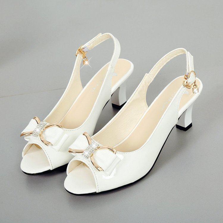 Chunky Heel BOw Slingback Sandals product image