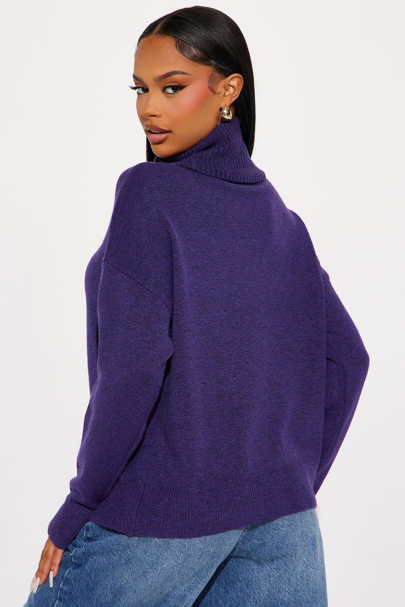 Snow Day Turtleneck Sweater - Purple Product Image