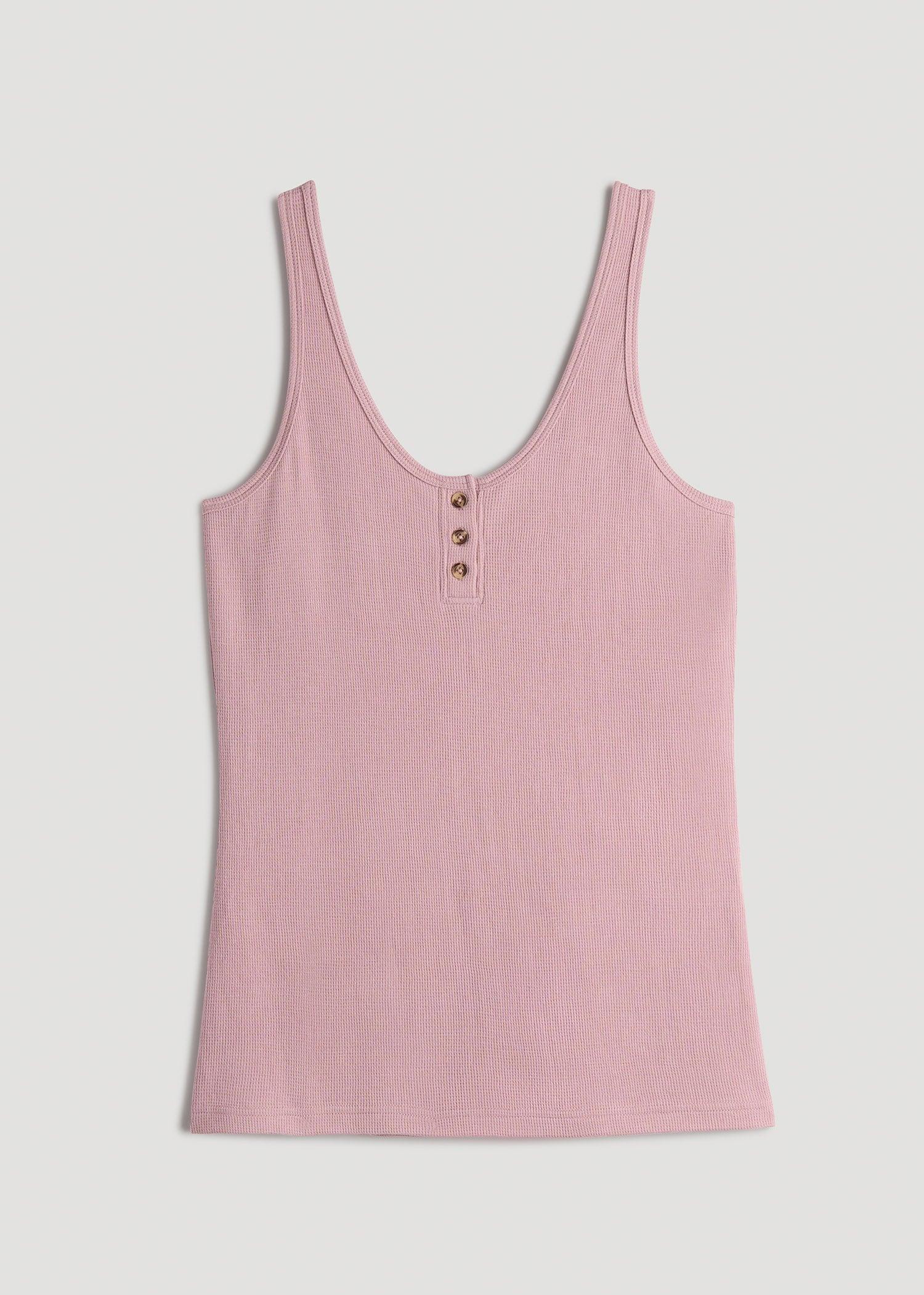 Waffle Tank Top for Tall Women in Pink Peony Product Image