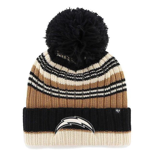 Womens 47 Natural Los Angeles Chargers Barista Cuffed Knit Hat with Pom Product Image