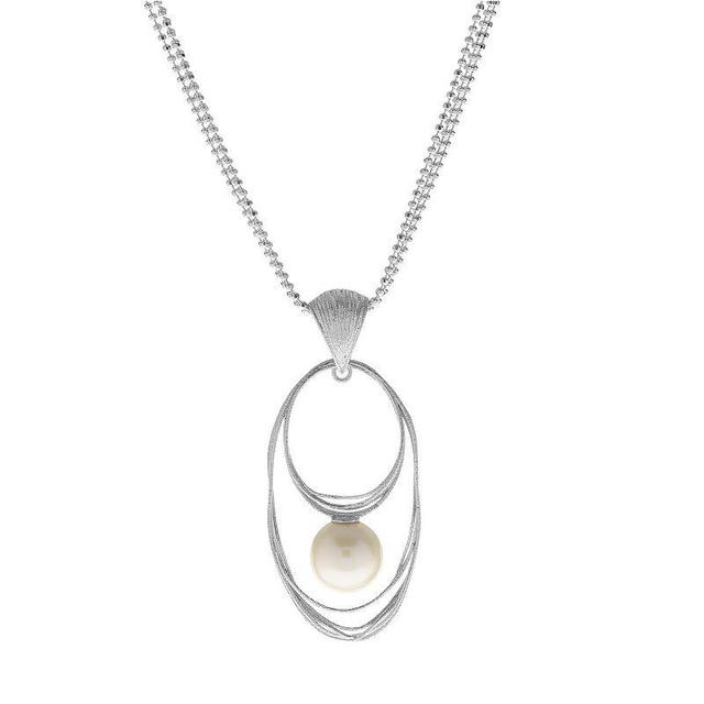 PearLustre by Imperial Sterling Silver Freshwater Cultured Pearl Multistrand Oval Pendant Necklace, Womens Product Image