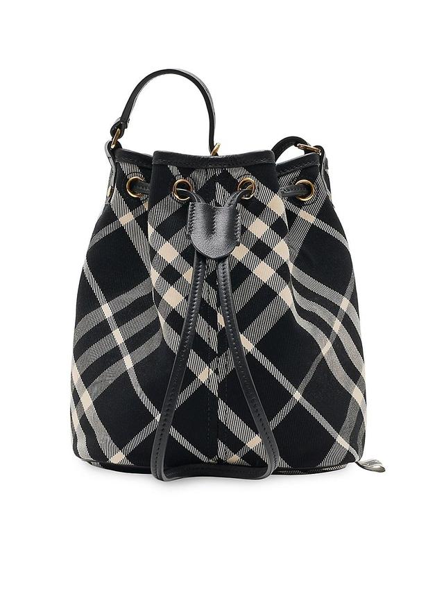 Womens Mini Check Cotton Twill Bucket Bag Product Image