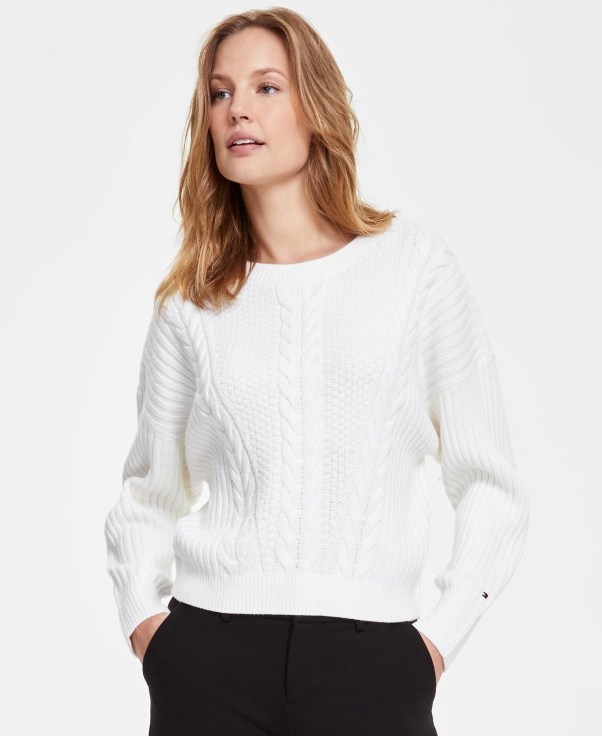 Tommy Hilfiger Womens Ribbed Cable-Knit Sweater Product Image