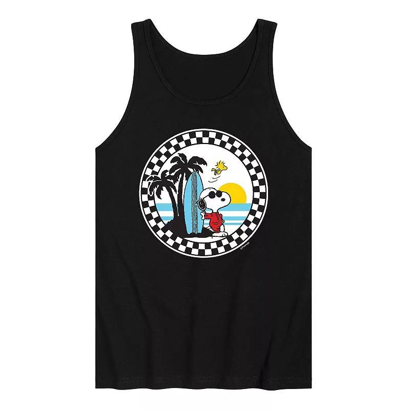 Mens Peanuts Snoopy Surfs Up Tank Black Product Image